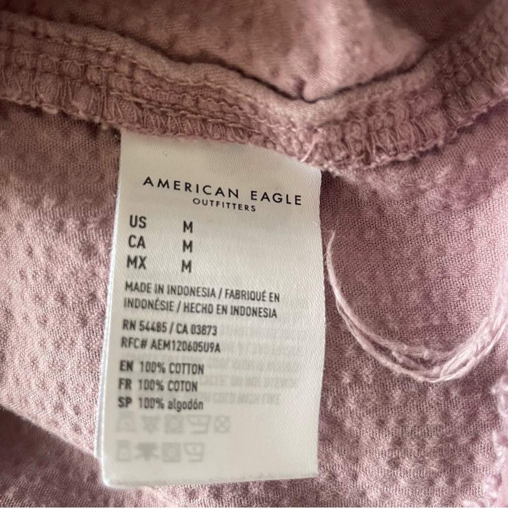 American Eagle Cropped Corduroy Shacket Jacket Mauve Pink Raw Hem Medium - Picture 9 of 9